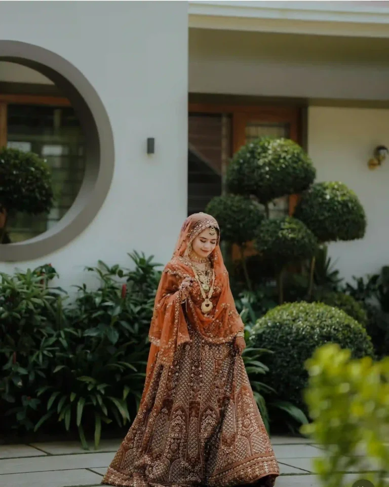 wedding photography in calicut , walking bride in brown dress